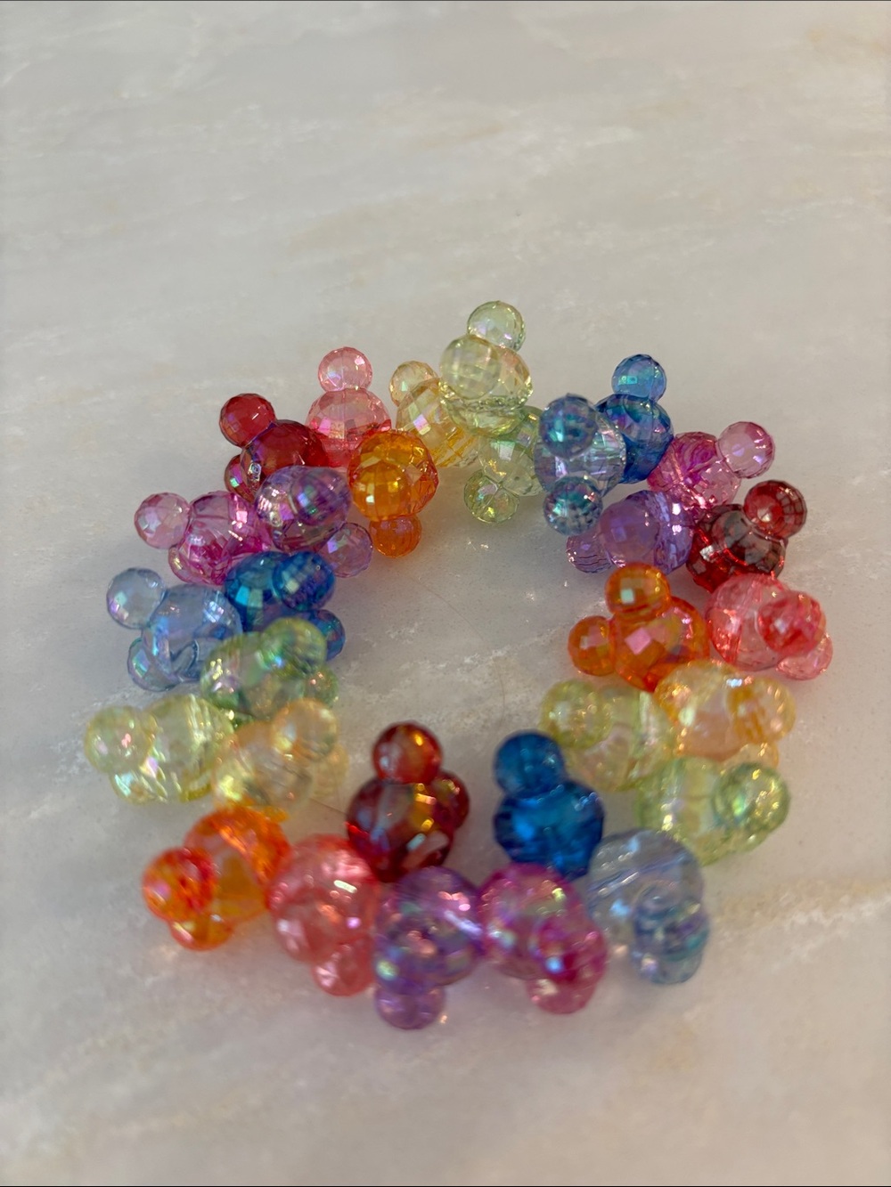 Disney Multicolor Iridescent Bead Cluster Stretch Bracelet